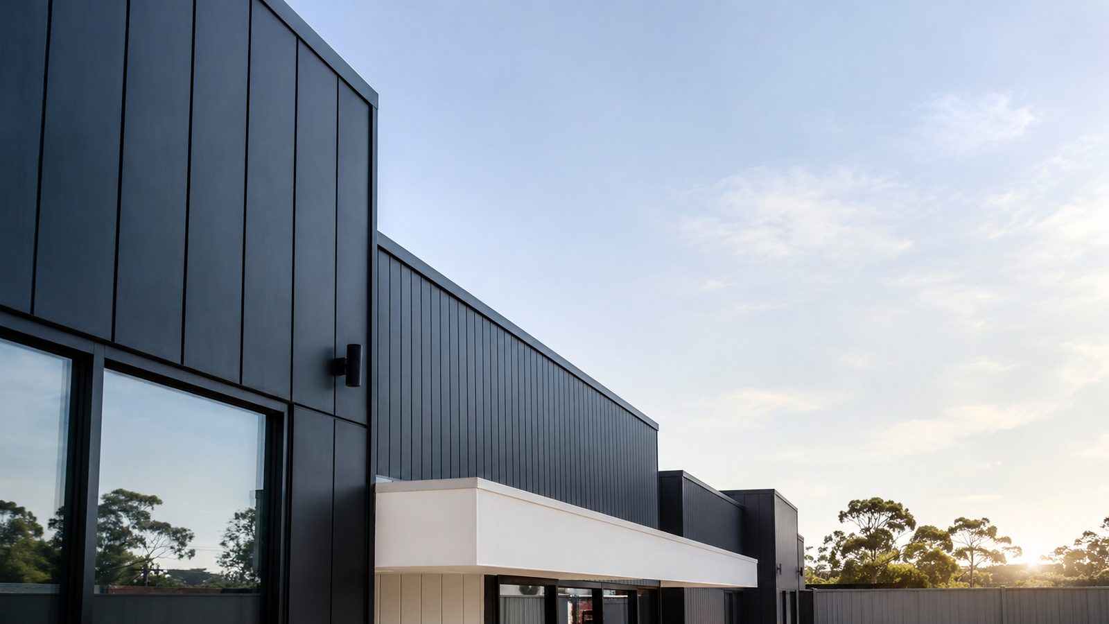 Charcoal-clad commercial building
