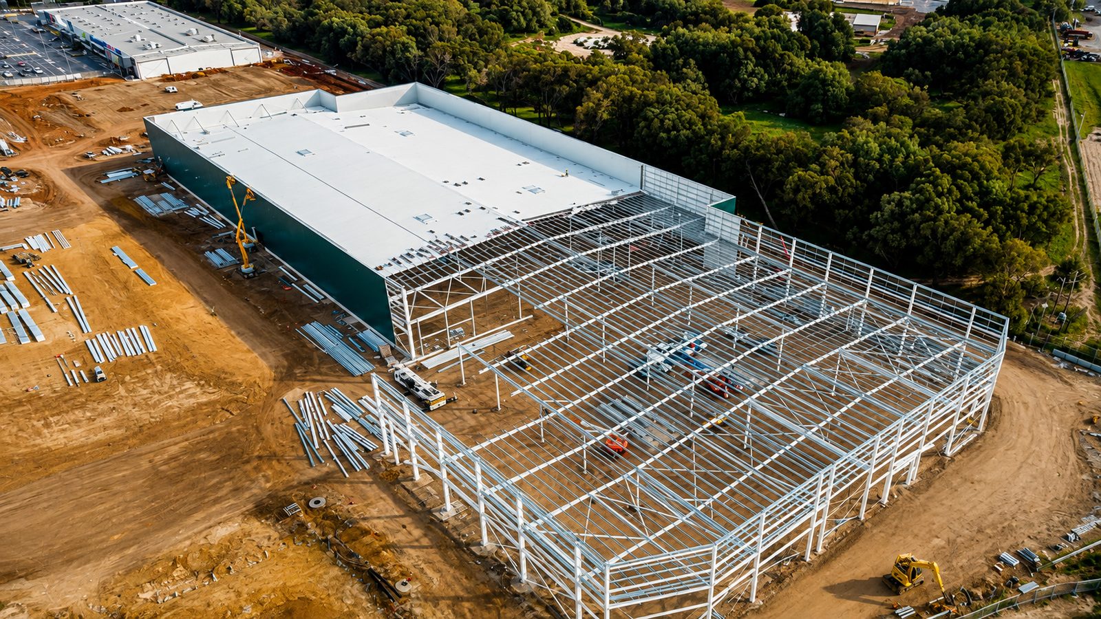 Structural steel frame under construction